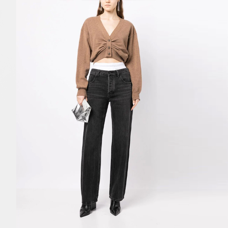 Lookbook (Women) Alexander Wang SS23  Knit Cardigan V-Neck Sepia Brown 4KC1233031-217