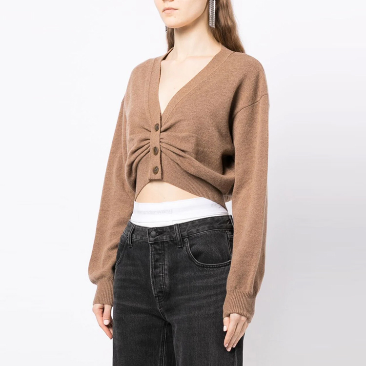 Purchase (Women) Alexander Wang SS23  Knit Cardigan V-Neck Sepia Brown 4KC1233031-217
