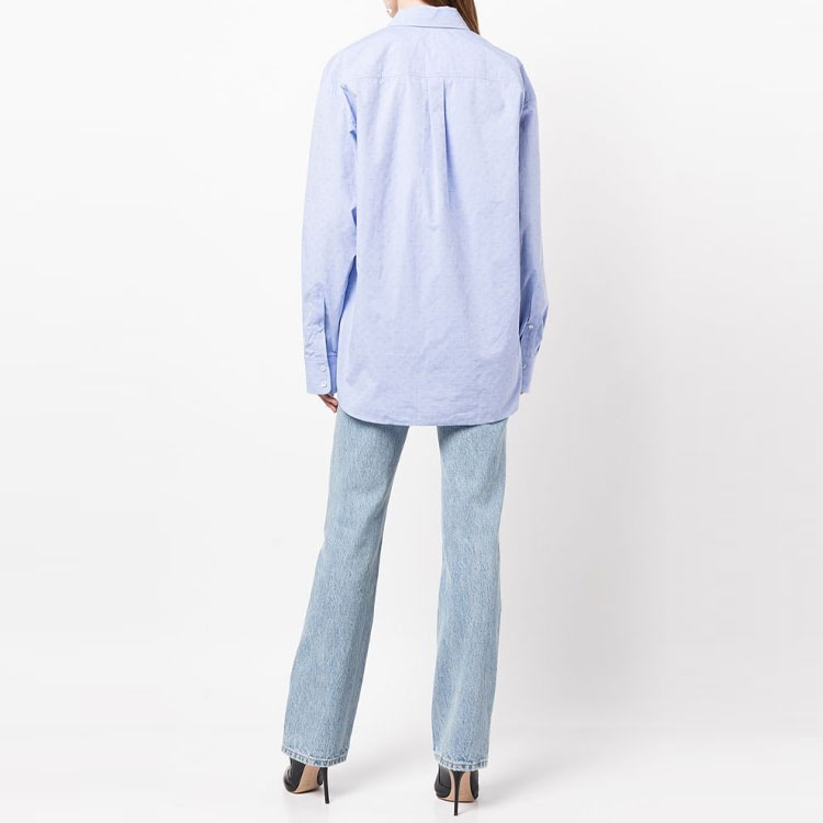 Purchase (Women) Alexander Wang SS23  Solid Button-Up Long Sleeve Shirt Light Blue 4WC1231375-423