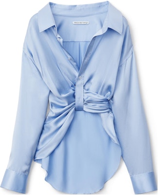 (W) Alexander Wang SS23 藍色純色垂墜感扣襟襯衫 4WC1231376-542 Order (W) Alexander Wang SS23 藍色純色垂墜感扣襟襯衫 4WC1231376-542