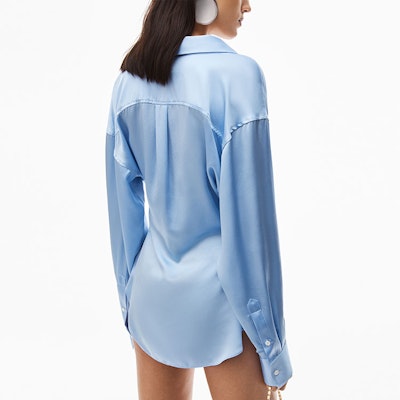 (W) Alexander Wang SS23 藍色純色垂墜感扣襟襯衫 4WC1231376-542 Details for (W) Alexander Wang SS23 藍色純色垂墜感扣襟襯衫 4WC1231376-542