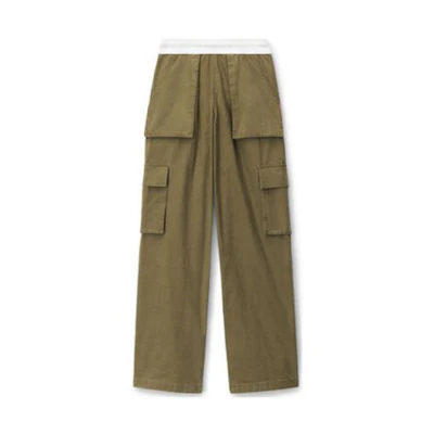 (Women) Alexander Wang SS23 Solid Wide-Leg Cargo Pants Military Green 1WC2234571-308