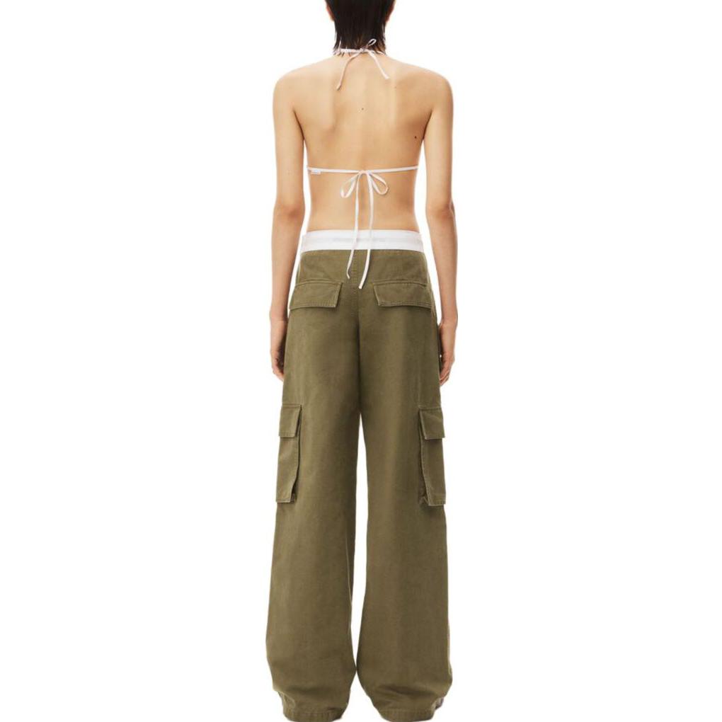 Shop (W) Alexander Wang SS23 Pantalones Cargo Pierna Ancha Verde Militar 1WC2234571-308