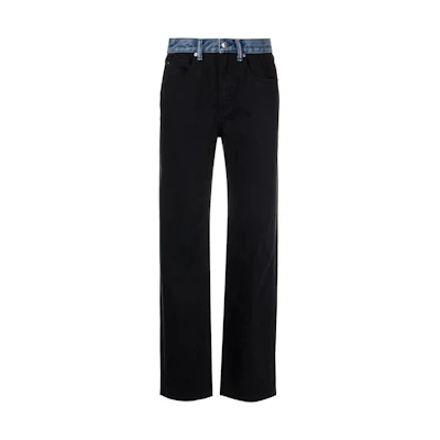 (Women) Alexander Wang SS23 Straight-Leg Contrast Waist Jeans Black 4DC1234372-011