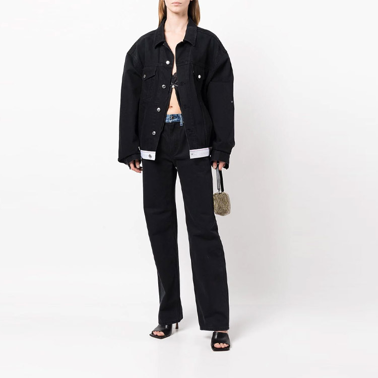 (Women) Alexander Wang SS23  Straight-Leg Contrast Waist Jeans Black 4DC1234372-011 圖 3