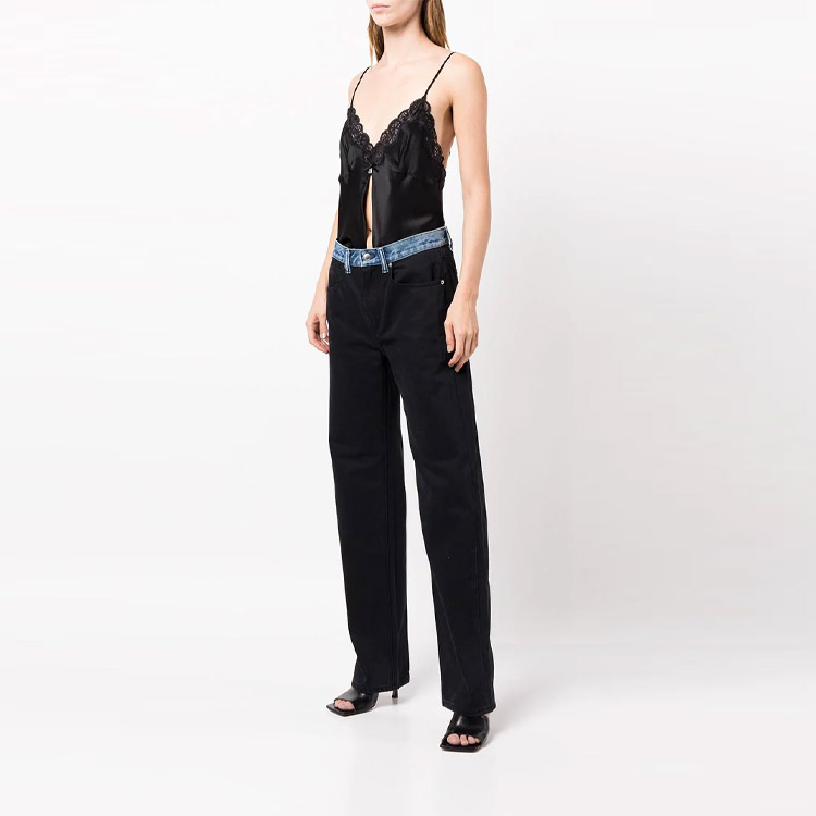 (Women) Alexander Wang SS23  Straight-Leg Contrast Waist Jeans Black 4DC1234372-011 圖 4