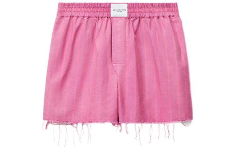 (Women) Alexander Wang SS23  Striped Casual Straight Shorts in Clown Pink. 4WC2234375673A