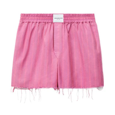 (Women) Alexander Wang SS23 Striped Casual Straight Shorts in Clown Pink. 4WC2234375673A