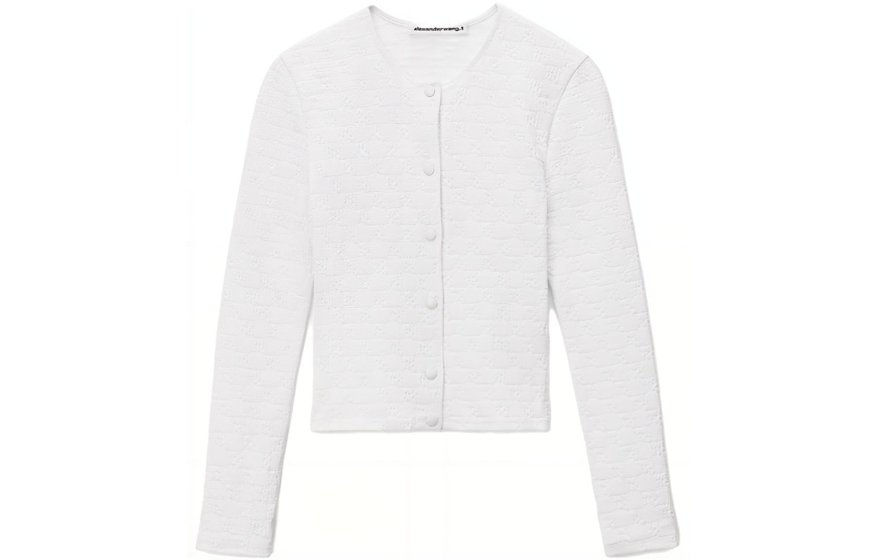 (Women) Alexander Wang SS23  Textured Jacquard Knit Sweater - White. 4CC2232070100