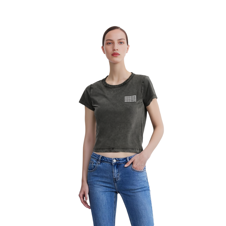 Details for (W) Alexander Wang SS23 酸洗黑色Logo圖案印花短袖T恤 1CC2221633-007