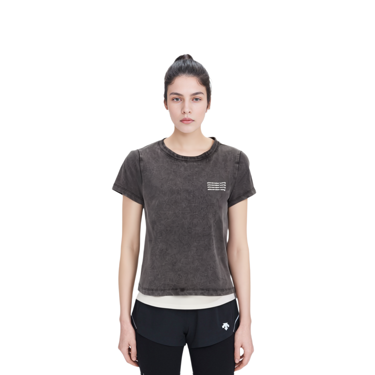Sizing (W) Alexander Wang SS23 酸洗黑色Logo圖案印花短袖T恤 1CC2221633-007