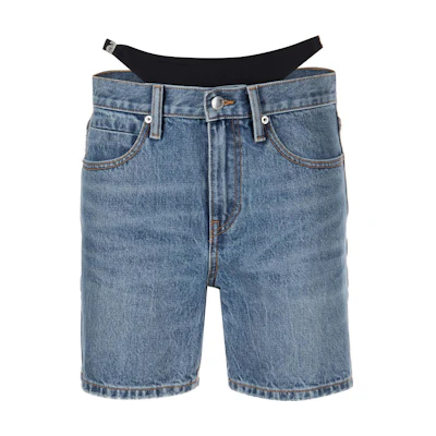 (Women) Alexander Wang SS23 Bikini Patchwork Denim Shorts Women’s Indigo Blue 4DC1234358-473