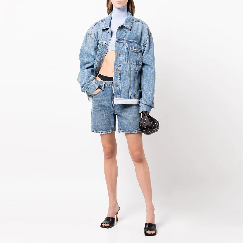 Lookbook (Women) Alexander Wang SS23 Bikini Patchwork Denim Shorts Women’s Indigo Blue 4DC1234358-473