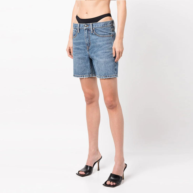 Purchase (Women) Alexander Wang SS23 Bikini Patchwork Denim Shorts Women’s Indigo Blue 4DC1234358-473