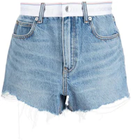 (Women) Alexander Wang SS23 Bite Logo High-Waist Straight Denim Shorts Women Blue. 4DC1234369-486 (Women) Alexander Wang SS23 Bite Logo High-Waist Straight Denim Shorts Women Blue. 4DC1234369-486