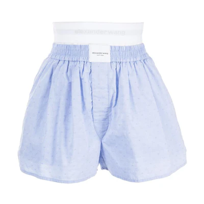 (Women) Alexander Wang SS23 Colorblock Logo Trim Blue Shorts - Date Outfit 4WC1234364-423