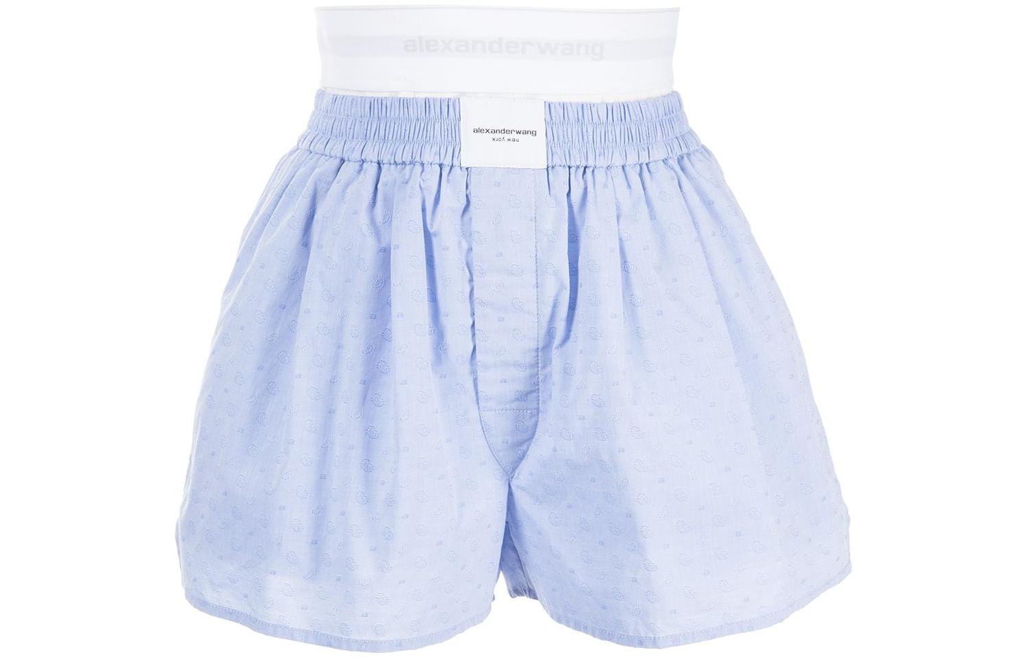 Order (W) Alexander Wang SS23 拼接色塊標誌藍色短褲 - 約會穿搭 4WC1234364-423