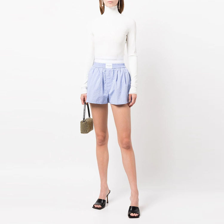 Lookbook (W) Alexander Wang SS23 拼接色塊標誌藍色短褲 - 約會穿搭 4WC1234364-423