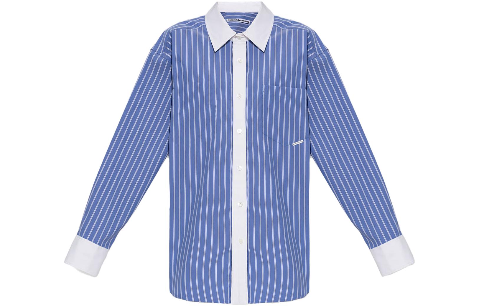 Order (W) アレキサンダー・ワン SS23 カラーブロック ストライプ 長袖シャツ ブルー 1WC2231795-428