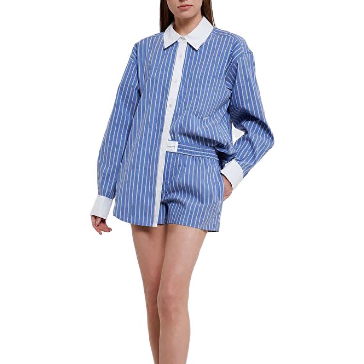 Details for (W) アレキサンダー・ワン SS23 カラーブロック ストライプ 長袖シャツ ブルー 1WC2231795-428