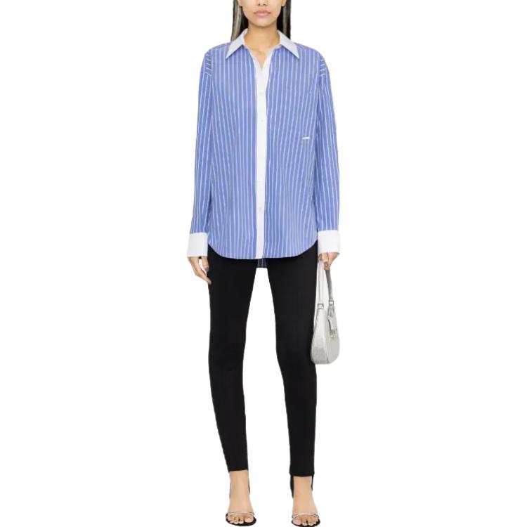 Sizing (W) アレキサンダー・ワン SS23 カラーブロック ストライプ 長袖シャツ ブルー 1WC2231795-428