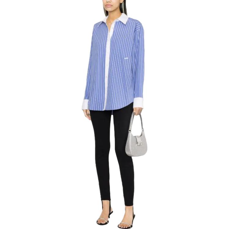 Cheap (W) アレキサンダー・ワン SS23 カラーブロック ストライプ 長袖シャツ ブルー 1WC2231795-428