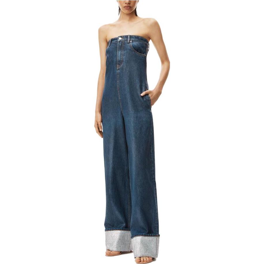 (Women) Alexander Wang SS23 High-Waisted Wide-Leg Denim Jumpsuit Women Deep Indigo 1WC2237501-499 圖 3
