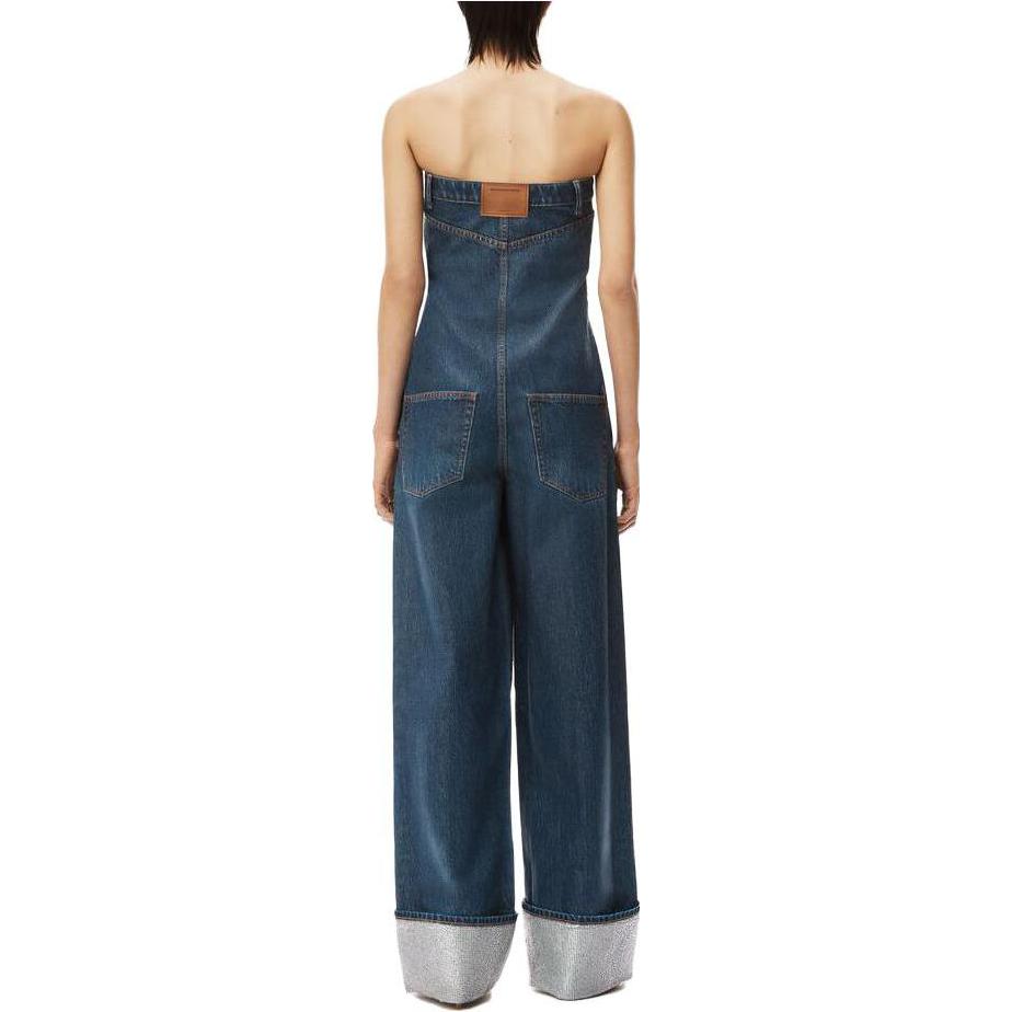 (Women) Alexander Wang SS23 High-Waisted Wide-Leg Denim Jumpsuit Women Deep Indigo 1WC2237501-499 圖 4