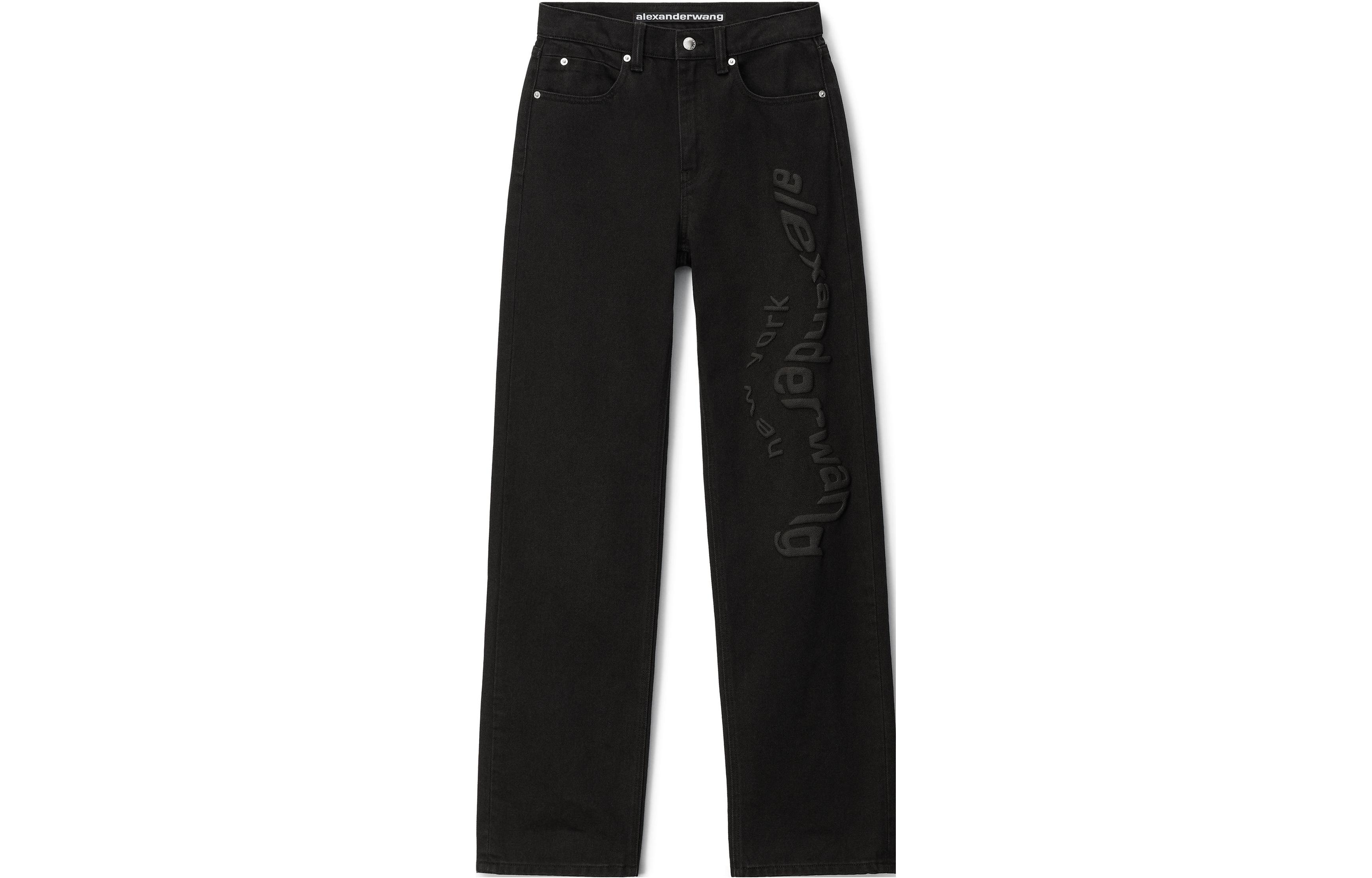 (Women) Alexander Wang SS23 Letter Logo Print Straight Jeans  Black 4DC2234577 圖 2