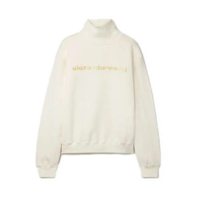 (Women) Alexander Wang SS23 Logo Funnel Neck Crew Sweatshirt White UCC1211011-WHITE