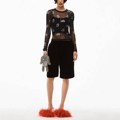 (Women) Alexander Wang SS23 Lunar New Year Rabbit Mesh Rhinestone Long Sleeve Tee Black 1CC1231770-001 Lookbook (Women) Alexander Wang SS23 Lunar New Year Rabbit Mesh Rhinestone Long Sleeve Tee Black 1CC1231770-001