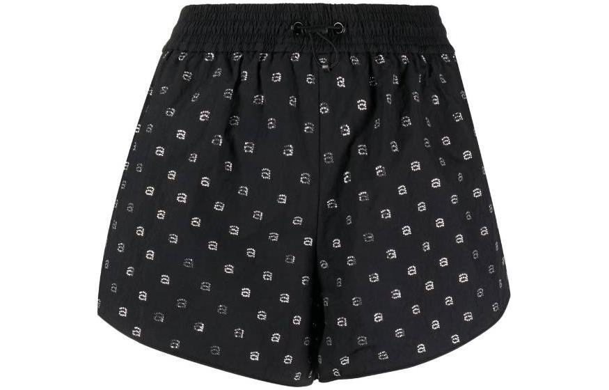 (Women) Alexander Wang SS23 Monogram Elastic Waist Casual Shorts Women Black 1WC2234590-001