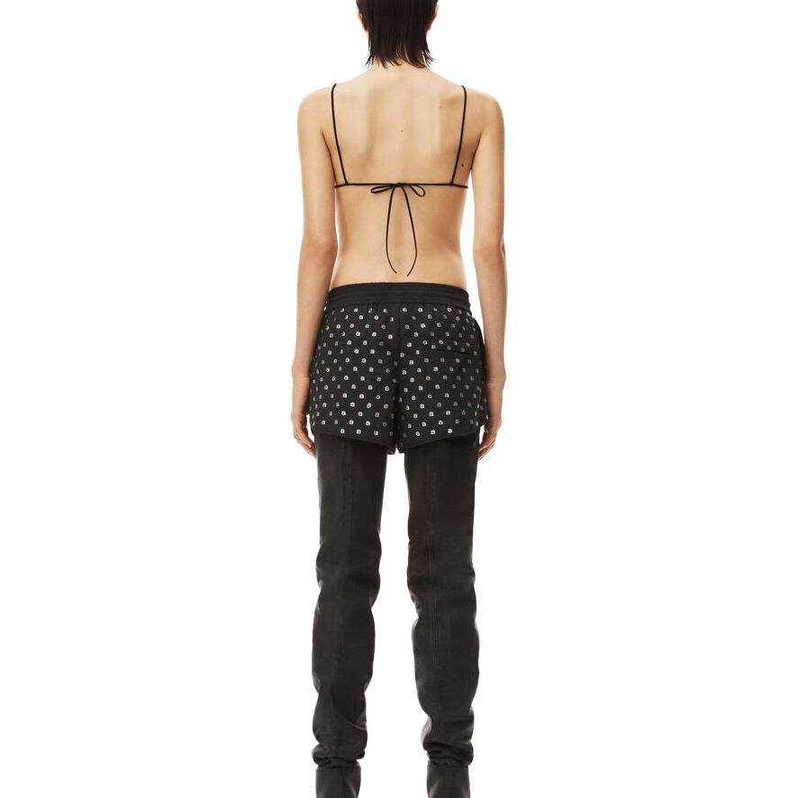 Shop (Women) Alexander Wang SS23 Monogram Elastic Waist Casual Shorts Women Black 1WC2234590-001