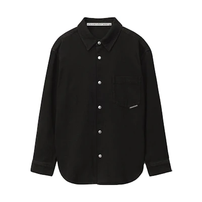 (Women) Alexander Wang SS23 Oversized Twill Denim Long Sleeve Shirt Women Black UDC2231509-011