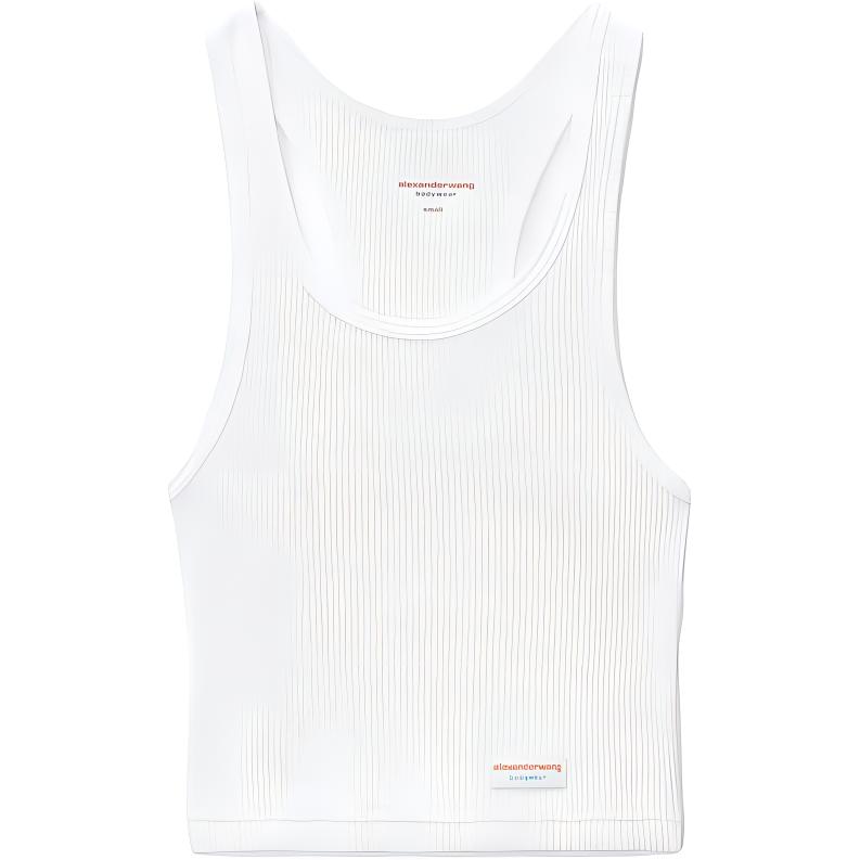 (Women) Alexander Wang SS23 Ribbed Knit Crop Tank Top Women’s White 8CC2238045-100