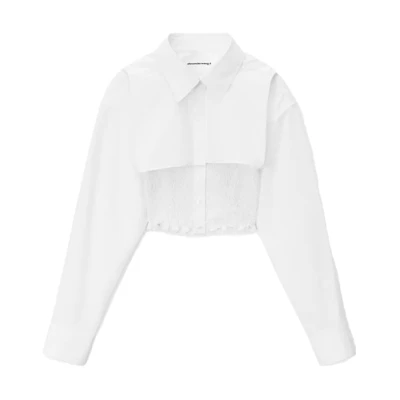 (Women) Alexander Wang SS23 Ruched Long Sleeve Shirt White 4WC3231407100