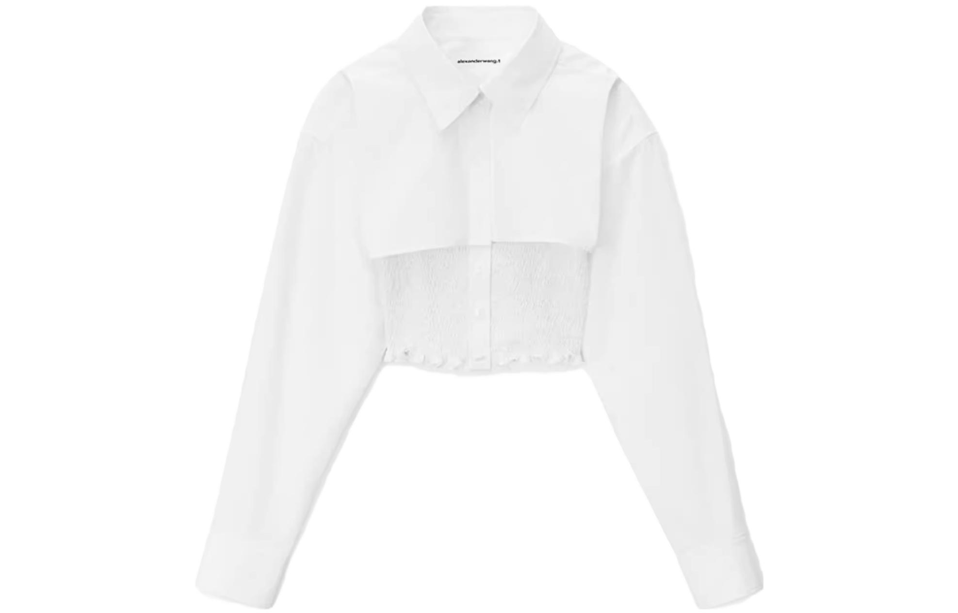 Order (W) アレキサンダー ワン SS23 ルーシュド ロングスリーブ シャツ ホワイト 4WC3231407100