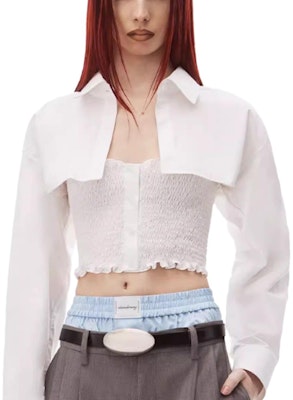 (Women) Alexander Wang SS23 Ruched Long Sleeve Shirt White 4WC3231407100 Lookbook (Women) Alexander Wang SS23 Ruched Long Sleeve Shirt White 4WC3231407100