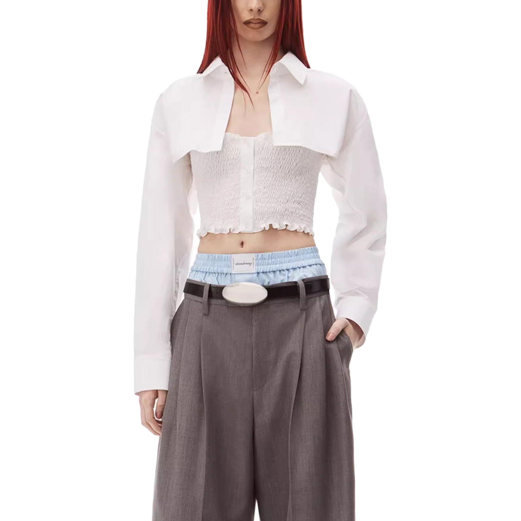 Details for (W) アレキサンダー ワン SS23 ルーシュド ロングスリーブ シャツ ホワイト 4WC3231407100