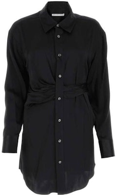 (W) 亚历山大王 SS23 黑色缎面长袖衬衫连衣裙 女款 4WC1236203-001 Order (W) 亚历山大王 SS23 黑色缎面长袖衬衫连衣裙 女款 4WC1236203-001