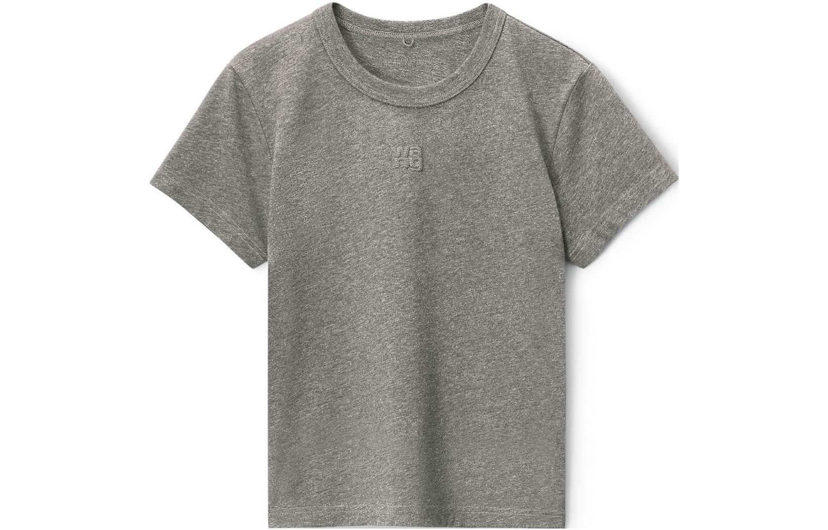 (Women) Alexander Wang SS23 Solid Color Crew Neck Short Sleeve T-Shirt Women Grey 4CC3231416-079