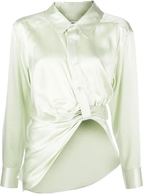(Women) Alexander Wang SS23 Solid Twist Button Long Sleeve Shirt Women Light Green 4WC1231376-339 Order (Women) Alexander Wang SS23 Solid Twist Button Long Sleeve Shirt Women Light Green 4WC1231376-339