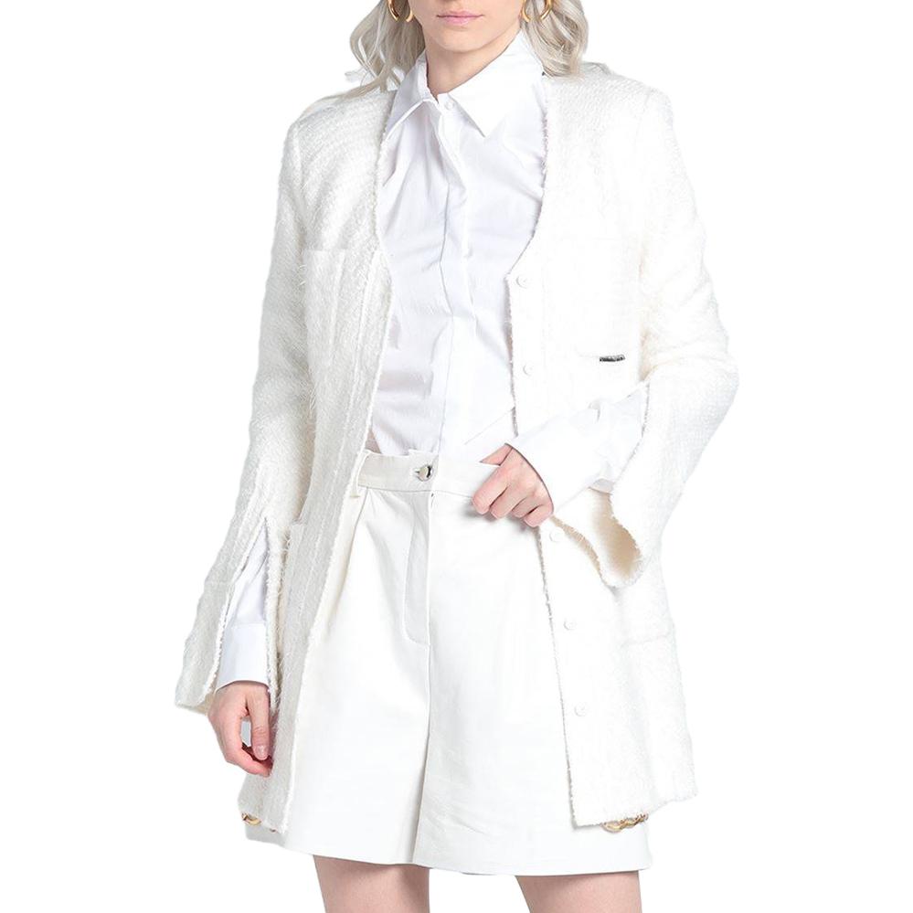 Shop (W) 亚历山大王 SS23 白色V领单排扣大衣 159959