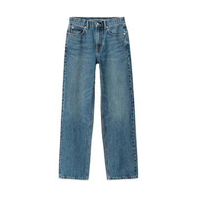 (Women) Alexander Wang SS23 Spliced Loose Straight Jeans for Women Light Blue 4DC3234174-473