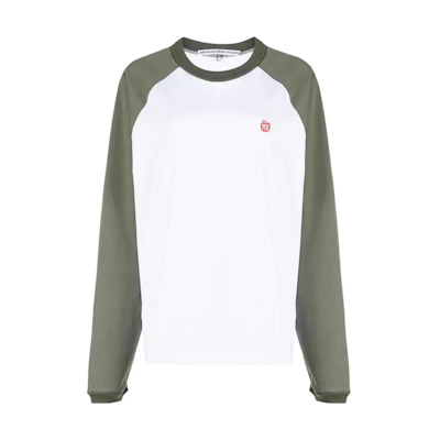 (Women) Alexander Wang SS23 Two-Tone Long-Sleeve Crewneck T-Shirt White UCC4221569-127