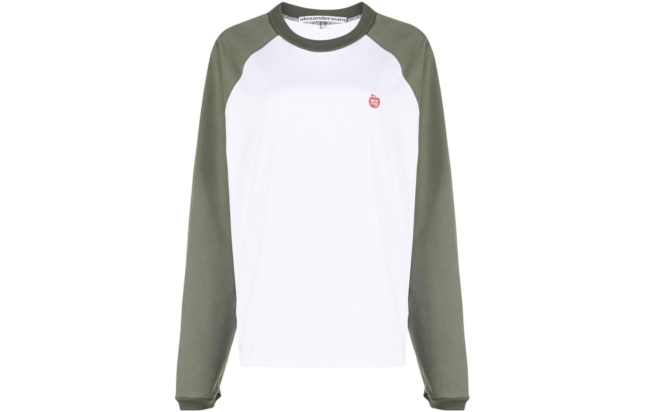 Order (Women) Alexander Wang SS23 Two-Tone Long-Sleeve Crewneck T-Shirt White UCC4221569-127