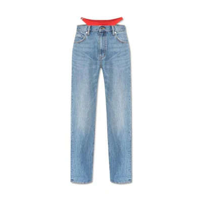 (Women) Alexander Wang SS23 Two-Waist Patchwork Straight-Leg Jeans Women Blue 4DC1234401-473