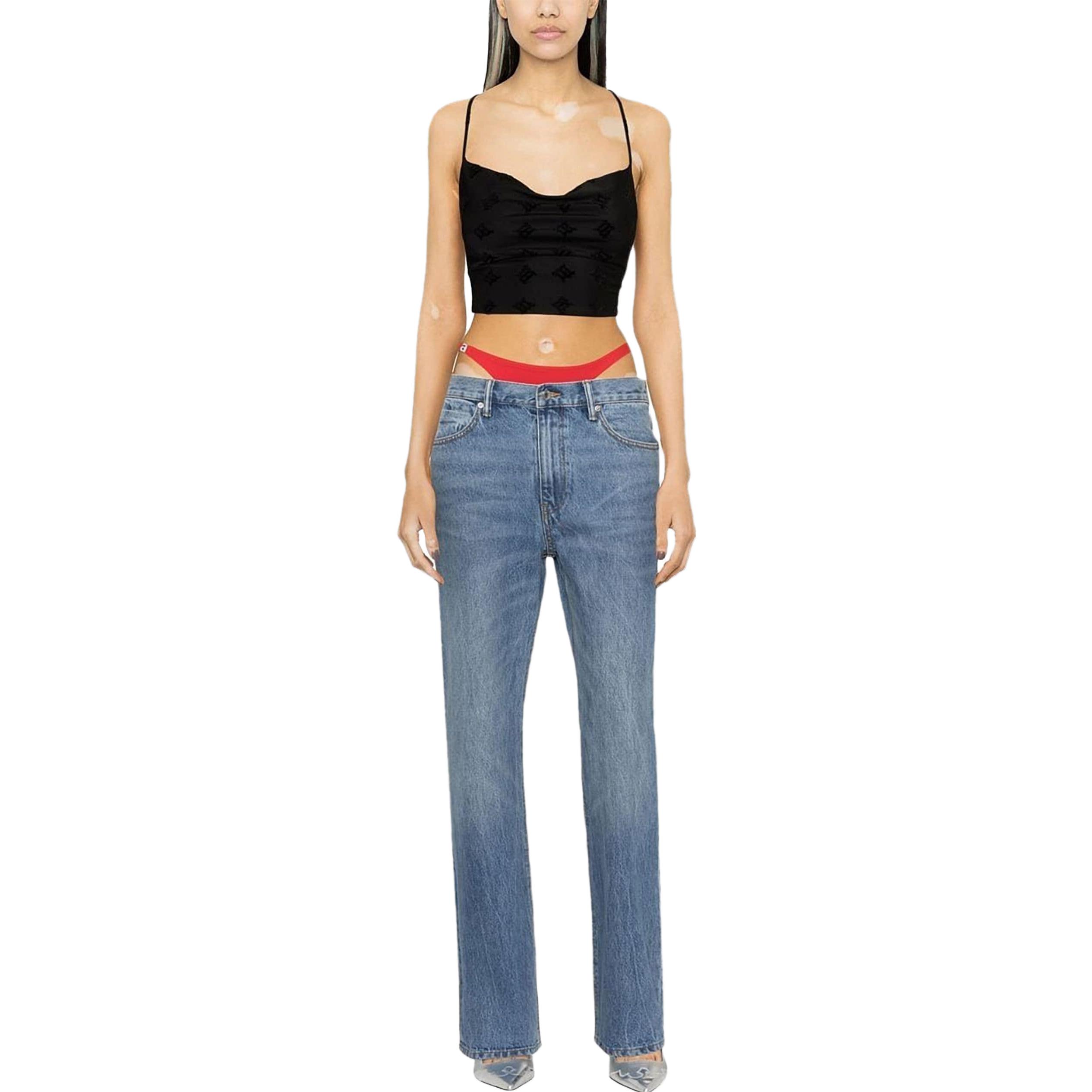 (Women) Alexander Wang SS23 Two-Waist Patchwork Straight-Leg Jeans Women Blue 4DC1234401-473 圖 3