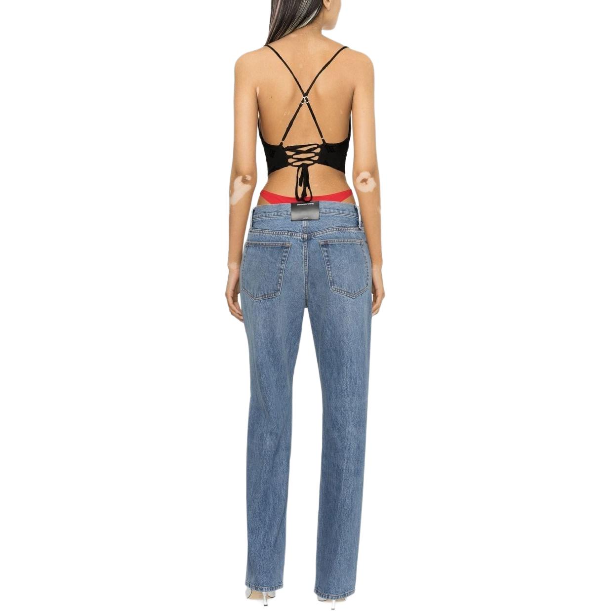 (Women) Alexander Wang SS23 Two-Waist Patchwork Straight-Leg Jeans Women Blue 4DC1234401-473 圖 4