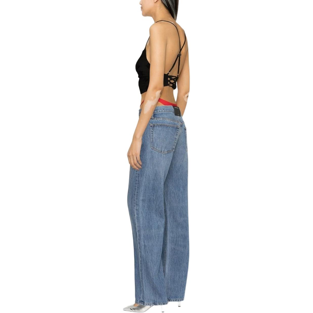 (Women) Alexander Wang SS23 Two-Waist Patchwork Straight-Leg Jeans Women Blue 4DC1234401-473 圖 5